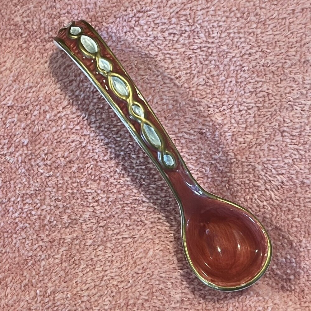 Fitz and Floyd Florentine Christmas Sugar Spoon 4.25" Ceramic‎